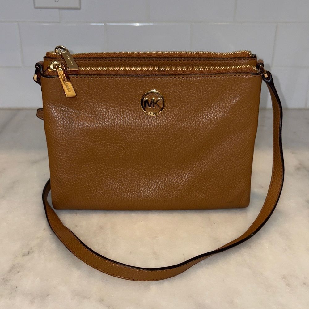 Michael Kors Crossbody Bag Purse Handbag Leather Fulton Multi Compartment Bag